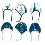 Waterpolo cap set blauw/wit. 2 caps